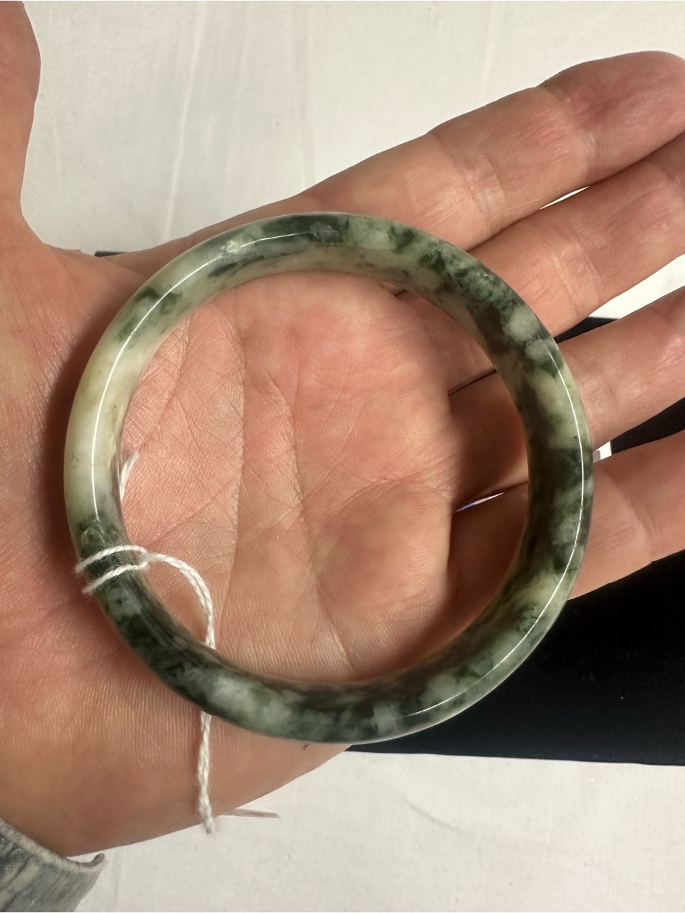 Green Marble Jade-Style Bangle Bracelet - Unbranded